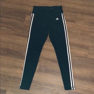 black adidas leggings with stripes on side